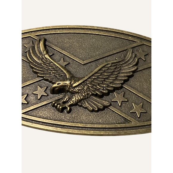 Vintage Brass Belt Buckle With Eagle and Stars Design - Picture 2 of 8